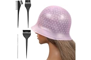 simarro Zestaw silikonowych czapek do włosów, wielokrotnego użytku, 5 sztuk, farbowanie włosów, z haczykiem i pędzlem, dla kobiet i dziewcząt