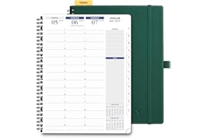 ‎POPRUN POPRUN Kalender 2024 Wochenplaner 28.5 x 22.2 cm - auf Deutsch - Terminplaner A4 Ringbuch mit 15-Minuten-Intervall und Vertikalem Wochenlayout, 100 GSM FSC®-Zertifiziertem Papier - Waldgrün