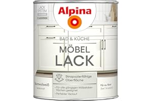 Alpina Bad & Küche Möbel-Lack Baumwollweiß – seidenmatter Lack für Bad- & Küchenmöbel aus Holz & MDF, streichfertig, hochdeckend & feuchtraumgeeignet, ideal für DIY-Renovierung – 0,75L