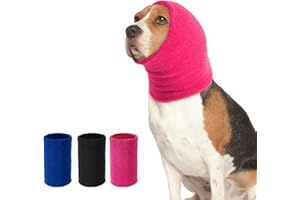 SLSON Bandeau Chien Oreille,Cache-Oreilles pour Chien,Soulager l'anxiété des Animaux,Anti Bruit,Apaiser Les Oreillettes pour Le Tonnerre,Foudre,Feux d'artifice,Bain (Rose Rouge, M)