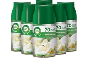 Air Wick Eléctrico - Recambios de Ambientador Automático Eléctrico, Esencia Para Casa Con Aroma a White Bouquet, Verde, 250 ml (Paquete de 6)