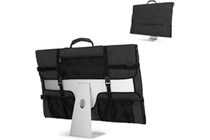 CURMIO Travel Carrying Bag for Apple 27" iMac Desktop Computer, Protective Storage Case Monitor Dust Cover with Rubber Handle for 27" iMac Screen and Accessories(Patent Pending), Black