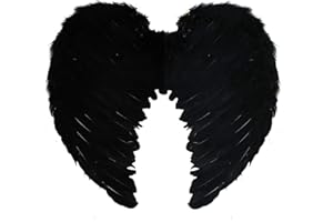 I LOVE FANCY DRESS LTD Large Black Angel wings with Feathers