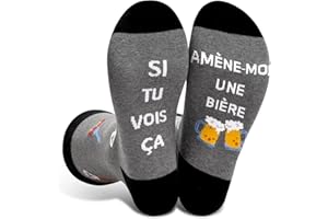 BLIEKIFY Chaussettes Unisexe Rigolotes Humour 39-46 Coton Fantaisie bière,Un Cadeau Original Pour Anniversaire, Noël et La Saint