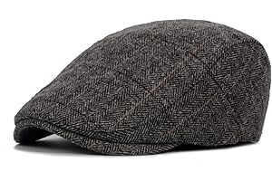 Vijamiy Coppola Uomo Stile Britannico 56-59 cm, Lana Berretto Regolabile Plaid Berretti Unisex Cappello Invernale Basco Piatto Baschi Scozzesi per Regalo