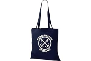 ShirtInStyle Stoffbeutel, Heimathafen Schalke, Lieblingsstadt, Heimatort, Familie, Urlaub, City, Stadt, Sprüche, Beutel, Jute, Tasche, Shopper, Farbe Navy