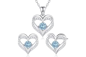 CDE Jewellery Sets for Women 925 Sterling Silver Heart Necklace and Earrings Sets Anniversary Birthday Christmas Jewellery Gifts for Her Women