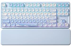YUNZII B87 Tastiera Meccanica Gaming, QMK/VIA, RGB, Tasti MOA, Poggiapolsi, Connessione BT5.0/2.4G/USB-C NKRO per Win/Mac (blu, milk v2)