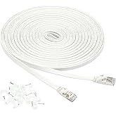 Amazon Basics - Cavo patch per connessione internet, piatto RJ45 Cat-7, 10 Gigabit ethernet - 9 m, Bianco