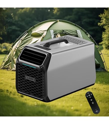 Tragbare Klimaanlage (5200 BTU), 400 W, leises mobiles Camping-Klimagerät mit Kompressor, geringer Stromverbrauch für Zelt und Wohnmobil, Kühlung + Entfeuchtung + Ventilator + Schlafmodus 220V Auto & Motorrad