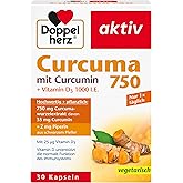 Doppelherz Curcuma 750 mit Curcumin + Vitamin D3 1000 I.E. - Vitamin D unterstützt die normale Funktion des Immunsystems - 30