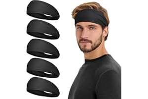 Tumurup Fascia Capelli Uomo e Donna[5 Pezzi] - Fascia per Capelli Sport Assorbente per Sudore | Fasce per Capelli | Elastico Capelli Uomo per Running, Fitness, Ciclismo, Tennis