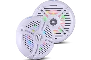 Pyle Haut-Parleurs Marine Étanches 250W, Système Audio Stéréo Extérieur, Résistant à l'eau et Intempéries, pour Voiture/Bateau, Blanc