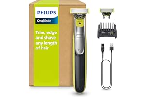 ‎PHILIPS PHILIPS OneBlade 360 Face - elektrischer Rasierer & Trimmer, 2x 360 Klingen, verstellbarer 5-in-1-Trimmaufsatz, Nass- & Trockenrasur, Akku-USB, fürs Gesicht (QP2734/30)