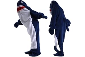 Shamdon Home Collection Hai Decke für Erwachsene Kind, Wearable Shark Blanket Deckenpullover für Damen Herren, Gemütlicher Superweicher Tragbare Hoodie Decke Schlafsack Onesie Hai Kostüm