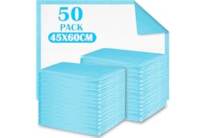 CIOXSOIO 50 Unidades Empapadores Bebe, 45x60cm Cambiador Desechable Bebe, Forro para Cambiar Pañales, Tacto Suave y Absorción Protector Cama Prueba de Fugas para Adultos Bebé