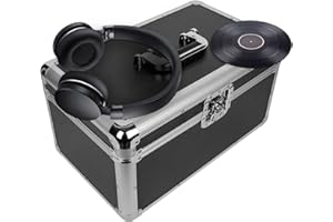 Supernic Vinyl Record Storage 7" 200pcs Singles Vinyl Record Carry Case Storage Box Record Heavy Duty Safe Box DJ Box Lockable Flight Carry Case Holds (Black)