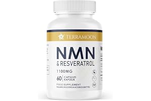 TERRAMOON NMN & Resveratrol Complex 1100mg, Anti-Aging Antioxidant Dietary Supplement, 60 Capsules