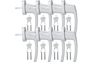 Randaco Fenstergriff abschließbar, 8 Stück abschließbare fenstergriffe Kindersicherung mit Schloss in Stiftlänge 35cm, Gleichschließend Windows Balkontürgriff(Silber-Grau)