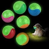 QKURT 6 Glow-in-the-Dark Dog Toy Ball, Glow in the Dark Dog Ball, Light Up Dog Balls, Interactive Toys for Small, Medium and
