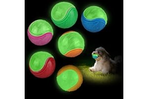 QKURT 6 Pelota de Juguete para Perros Que Brilla en la Oscuridad, Brillan en la Oscuridad Dog Ball, Bolas de Perro iluminadas, Juguetes interactivos para Perros pequeños,medianos y Grandes