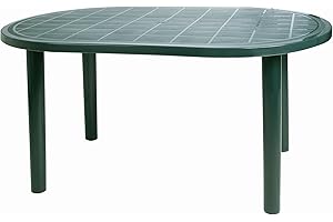 RESOL GRUPO RESOL Gala Mesa Jardín Comedor Exterior 140x90 Rectangular para 4 o 6 Personas | Agujero Central para Sombrilla | Protección UV para Uso en Patio, Terraza o Porche - Verde Oscuro