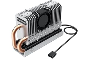 GRAUGEAR G-M2HP04-F Ventilateur SSD M.2 NVMe (2280) pour SSD M.2, Actif, Ventilateur PWM de 25 mm, Faible Bruit, 4 x Coussinets Thermiques, Caloduc en cuivre, Lamelles en Aluminium, G-M2HP04-F