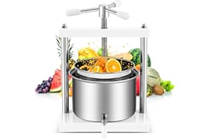 VA-Cerulean 5L Obstpresse,Edelstahl Beerenpresse für Selbst Gemachten Natürlichen Saft,Manuell Hausgebrauch Weinpresse,Pressung für Trauben, Frucht, Fleisch, Herbs, Gemüse Käseherstellung