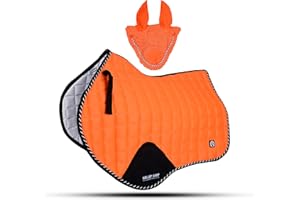 GALLOP SHOP Close Contact Tapis de selle pour saut avec oreilles libres (F.Orange)