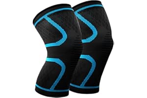 Beskey Ginocchiera (Pair) Anti Slip Tutore Ginocchio Super Elastico Traspirante Tutore Ginocchio Aiutare Il Sollievo di Dolori Articolari per Artritici Sofferente e Sport Unisex (Blue, L)