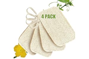 VDSOW 4 Stücke Luffa Schwamm, Badeschwamm Natur Wiederverwendbar Luffa Schwammwäscher mit Kordel, Biologisch Abbaubar Luffa Schwämme Küche öko Spülschwamm Waschbar für Geschirr Reinigung und Heilbad Dusche