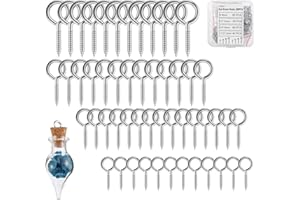 XSHAO 200 Pièces Piton à Visser, Vis à Oeil, Métal Galvanisé Crochet Oeil Vis, 4 Tailles Mixte Piton à Vis pour Bricolage Bijoux Artisanat Petit Objet
