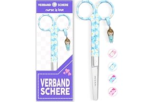 Nurse is Love Mayo Schere, Verbandsschere Pflege, Verbandschere Krankenschwester Schere aus Edelstahl scharf, abgerundete Spitze | für rettungsschere | Trauma schere mit bunt Designs |