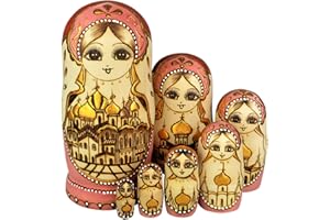 YAKELUS professionelle Matrjoschka-Marke 7 Stücken Matroschka, Matruschka, Matrjoschka,Russian Nesting Dolls,7-TLG handgemacht Das Lindenholz Geschenk Spielzeug 0707