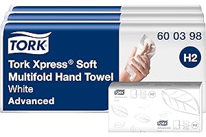 Tork Xpress Essuie-mains interfoliés doux blancs H2, 2 pli, 7 x 180 serviettes, 8.5cm x 21.2cm chaque, 600398