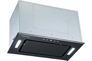 Cookology BUGL520BK/A+ Energy A+ Rated Black Glass 52cm Integrated Canopy Cooker Hood