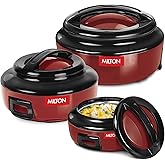 Milton Ernesto Inner Stainless Steel Jr. Casserole Set of 3 (390ml, 720 ml, 1320 ml), Red | Easy to Carry | Serving | Stackable