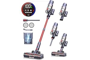 ‎INTETURE INTETURE Akku Staubsauger,45KPa/550W/60Min Staubsauger Kabellos mit wandmontierbarer Ladestation,Automatikmodus & Touchscreen,Anti-Verhedderung-Bürste kabelloser staubsauger für Tierhaare,Hartböden