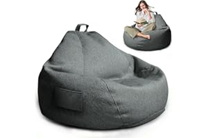 MeYuxg Sitzsack XL,Bean Bag für Erwachsene,nur Bezug (Keine Füllung),100x120CM Gaming Sitzsack Bezug für Bohnensäcke mit Reißverschluss für Outdoor Living Room Decor(Dunkelgrau)