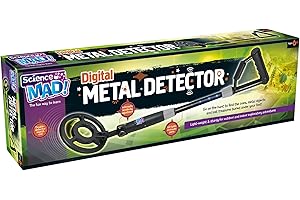 Science Mad Digital Metal Detector For Kids - For Fun Indoor and Outdoor Explorations - Features Lightweight, Sturdy, Flashing Lights, Alerts When in Range, 6+ Years