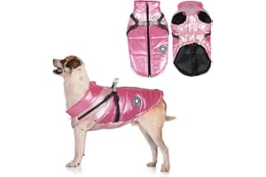 JODSEN Dog Jacket for Winter,Waterproof Dog Coat,Reversible Warm and Cozy Dog Jacket,Puppy Warm Jacket Apparel Vest,Reflective Vest Clothes,Windproof Dog Cold Weather Jacket for Small Medium Dog (2XL, Pink)