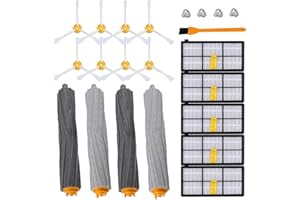 KEEPOW Zestaw części zamiennych do iRobot Roomba 980 990 900 896 886 870 865 866 800 zestaw akcesoriów z 8 szczotkami bocznymi + 5 filtrami + 2 rolkami