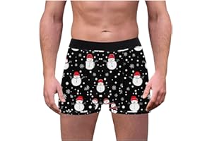 Cocila Men's Funny Christmas Breathable Briefs Xmas Santa pants Novelty Holiday Shorts 2x Mens Boxers With Fly Opening Black