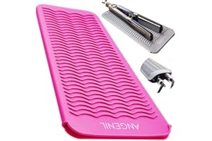 ANGENIL Resistant Silicone Mat Pouch for Hair Straightener Professional Beach Wave Curling Iron 2 in 1,Titanium Ceramic Flat Iron,Curling Wand,Crimper Hair Iron Tools,Food Grade Silicone