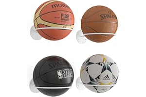 Wallniture Sporta Ball Storage Rack Wall Mounted Set of 4, Soccer Ball, Volleyball and Basketball Rack, White Metal