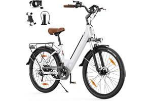 AOIHO Electric Bike, 26" Electric Bikes for Adults with 48V 499.2 Wh Removable Battery, 250W Powerful Motor, City Commute E Bike Max Range 100KM, 7-Speed, LCD Display, 5 Modes, E Bikes for Men Ladies