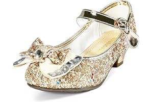 TRIWORIAE-Chaussures de Princesse à Talon pour Filles avec Paillettes Chaussures Reine Chaussures de Déguisement Scintillantes pour Fêtes et Anniversaires