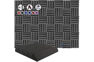 Arrowzoom 48 Polyurethane Wedge Panneaux Mousse Acoustiques 25x25x5cm Correction Phonique anti bruit Retardateur flamme studio d'enregistrement absorbant acoustique Podcasting 1134 Noir