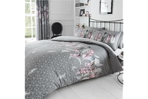 GC GAVENO CAVAILIA Feather Bedding Set, Printed Duvet Cover King Size, Comfy Breathable Quilt Cover, Grey