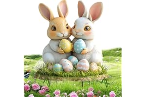 Quixion Gartenstecker Osterhasen zum Stecken, osterdeko Outdoor, Garden Ostern Gartenstecker, Garten Stecker Frühling Deko Ostern Hase groß Osterdeko Outdoor für Draußen und Drinnen Gartendeko